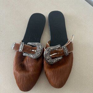 NWOT James Smith Mohair Flats with Buckle, size 8